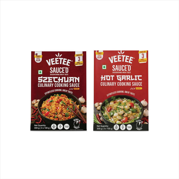Szechuan + Hot Garlic Culinary Cooking Sauce | Ready to Cook Gravy + Stir Fry | (6 x 100g)